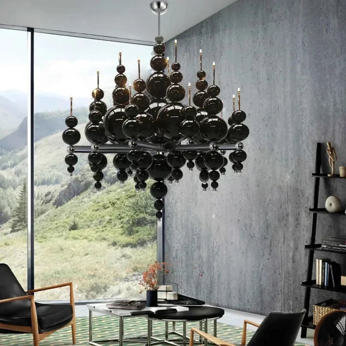 Suspension noire contemporaine, quatre tailles S à XL