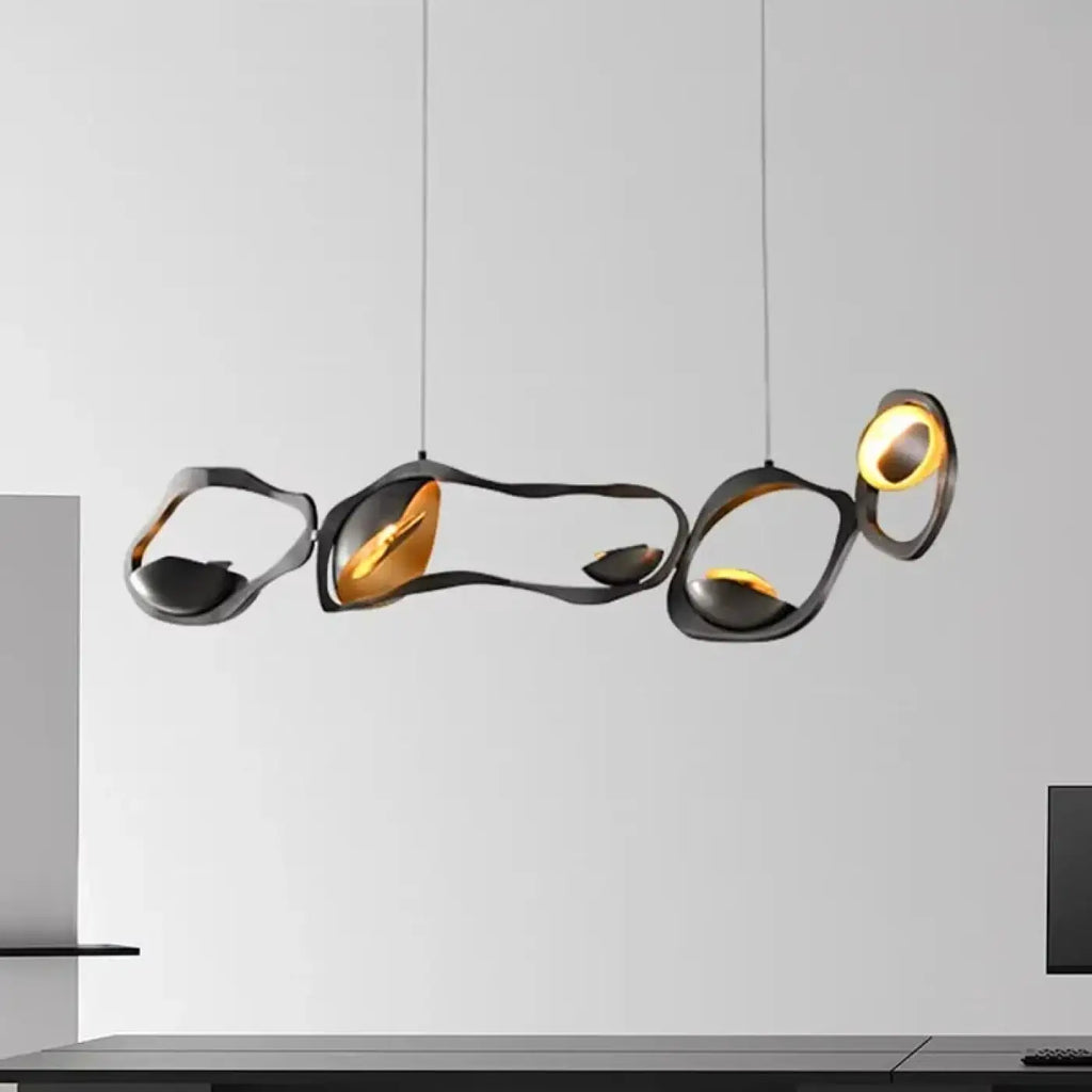 Suspension futuriste noir et doré, tailles S, M, L
