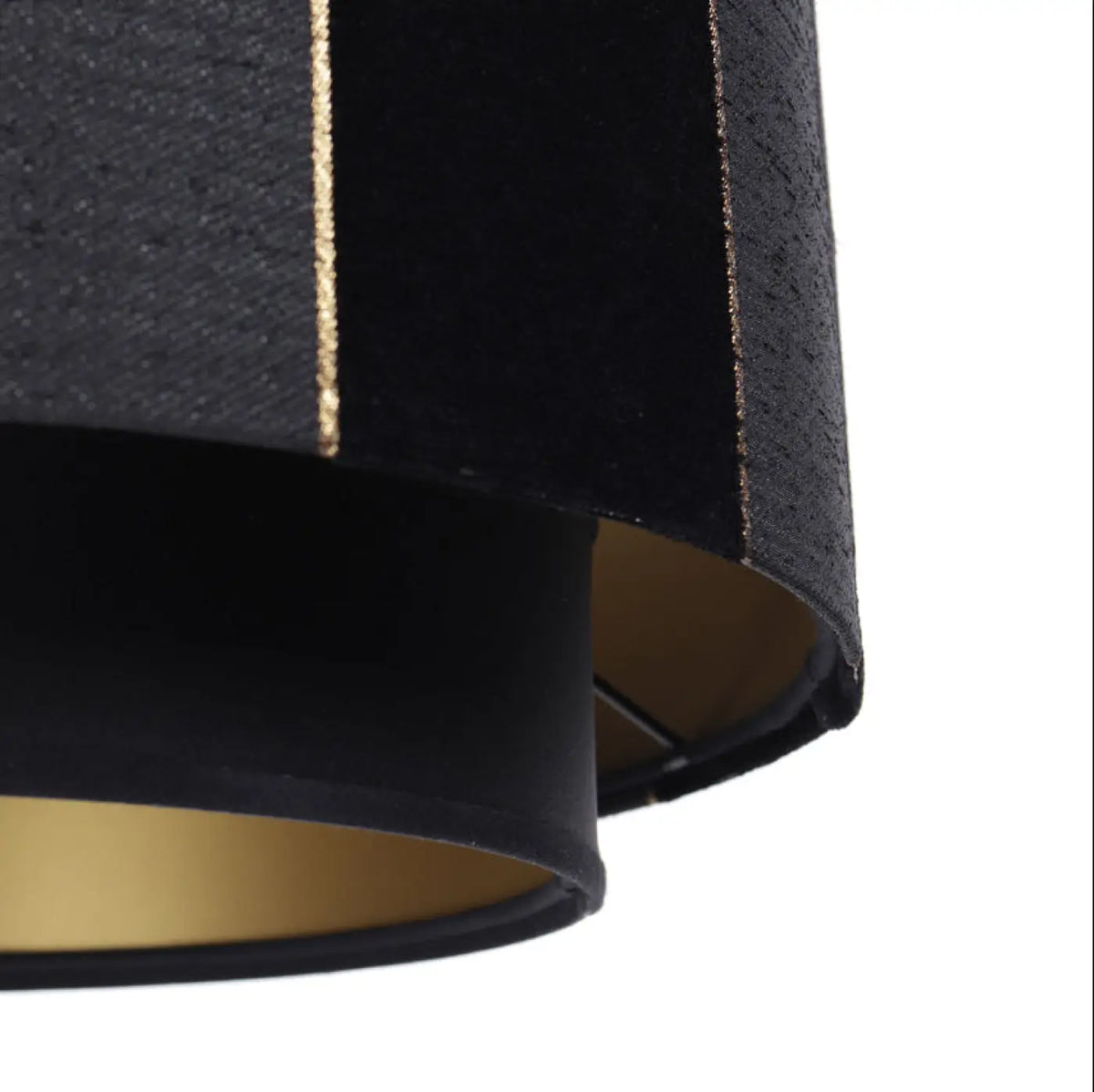 Suspension double cylindre en tissu noir, intérieur doré
