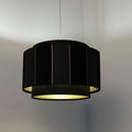 Suspension double cylindre en tissu noir, intérieur doré