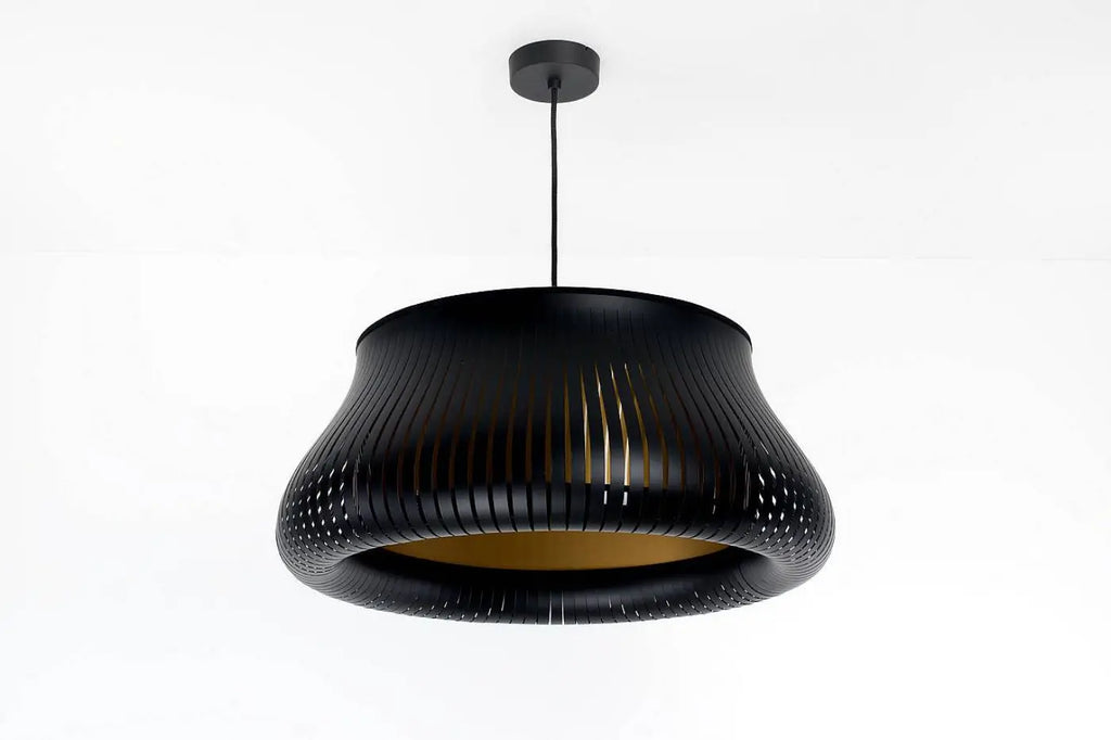 Suspension ronde noire et dorée, deux tailles S et M