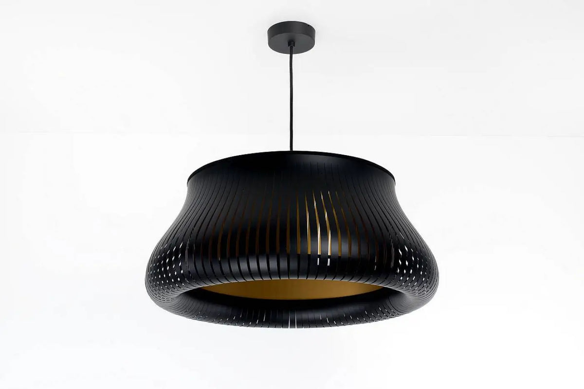 Suspension ronde noire et dorée, deux tailles S et M