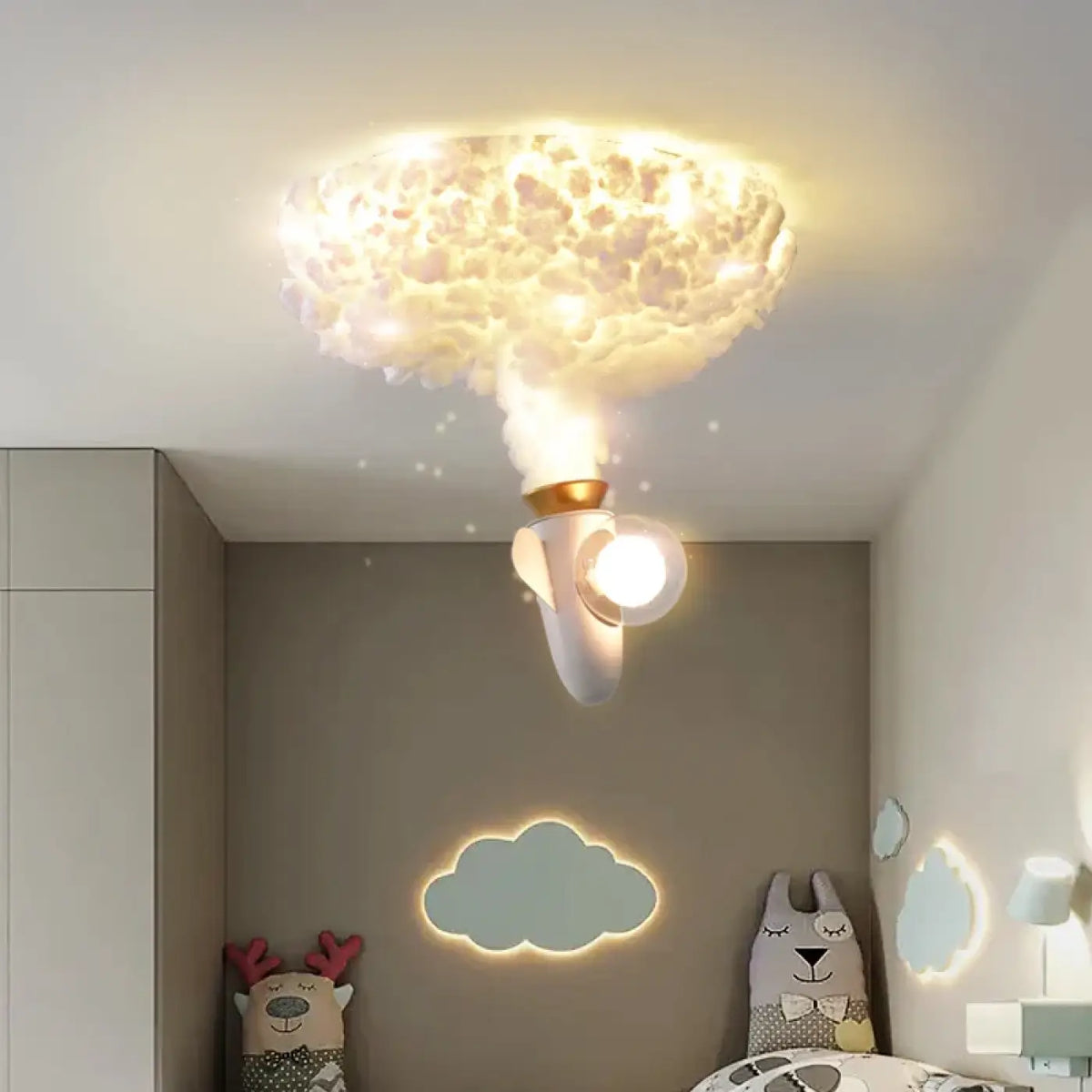 Plafonnier nuage pour enfant, effet ciel étoilé à petits points