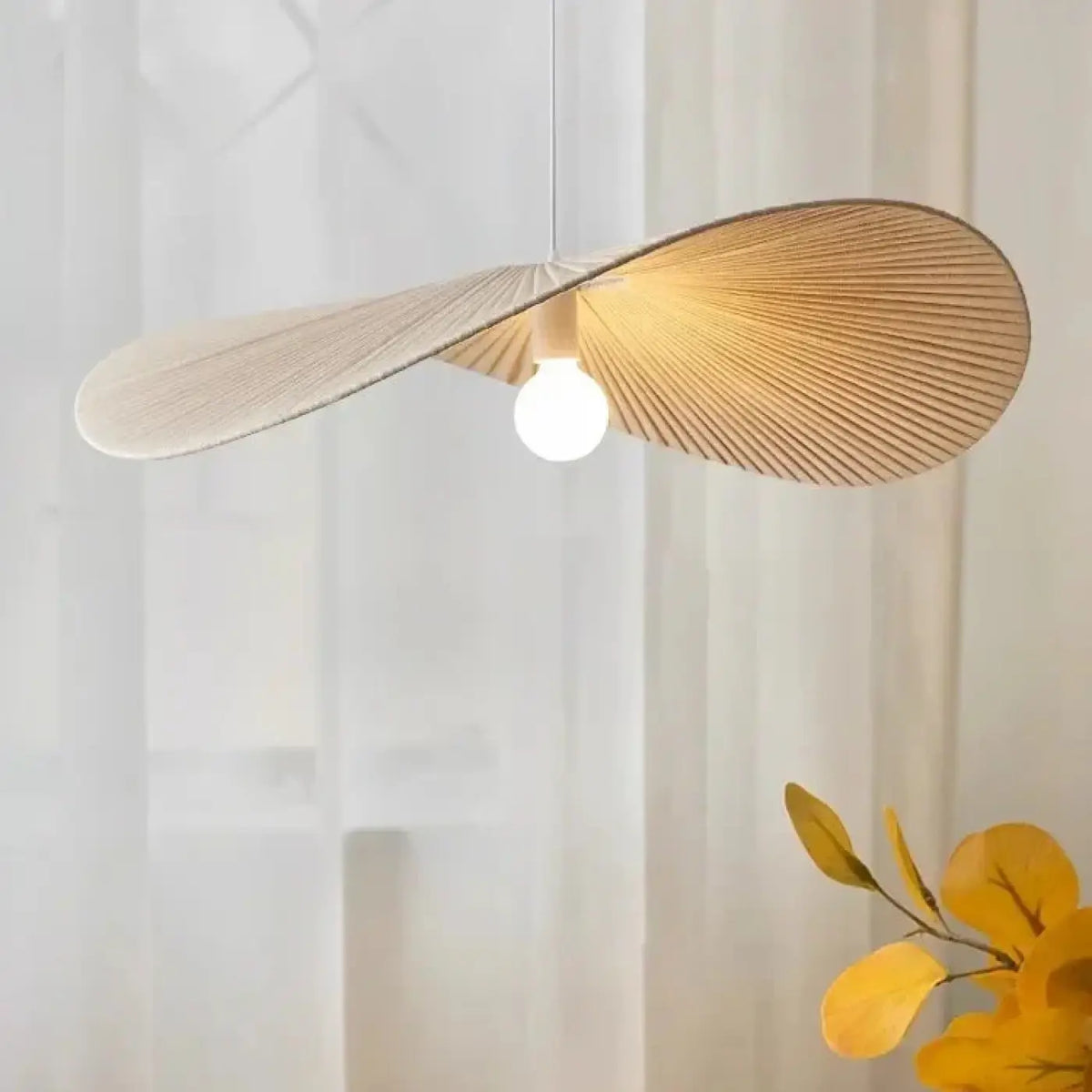 Suspension ondulée japandi en bois clair, trois tailles