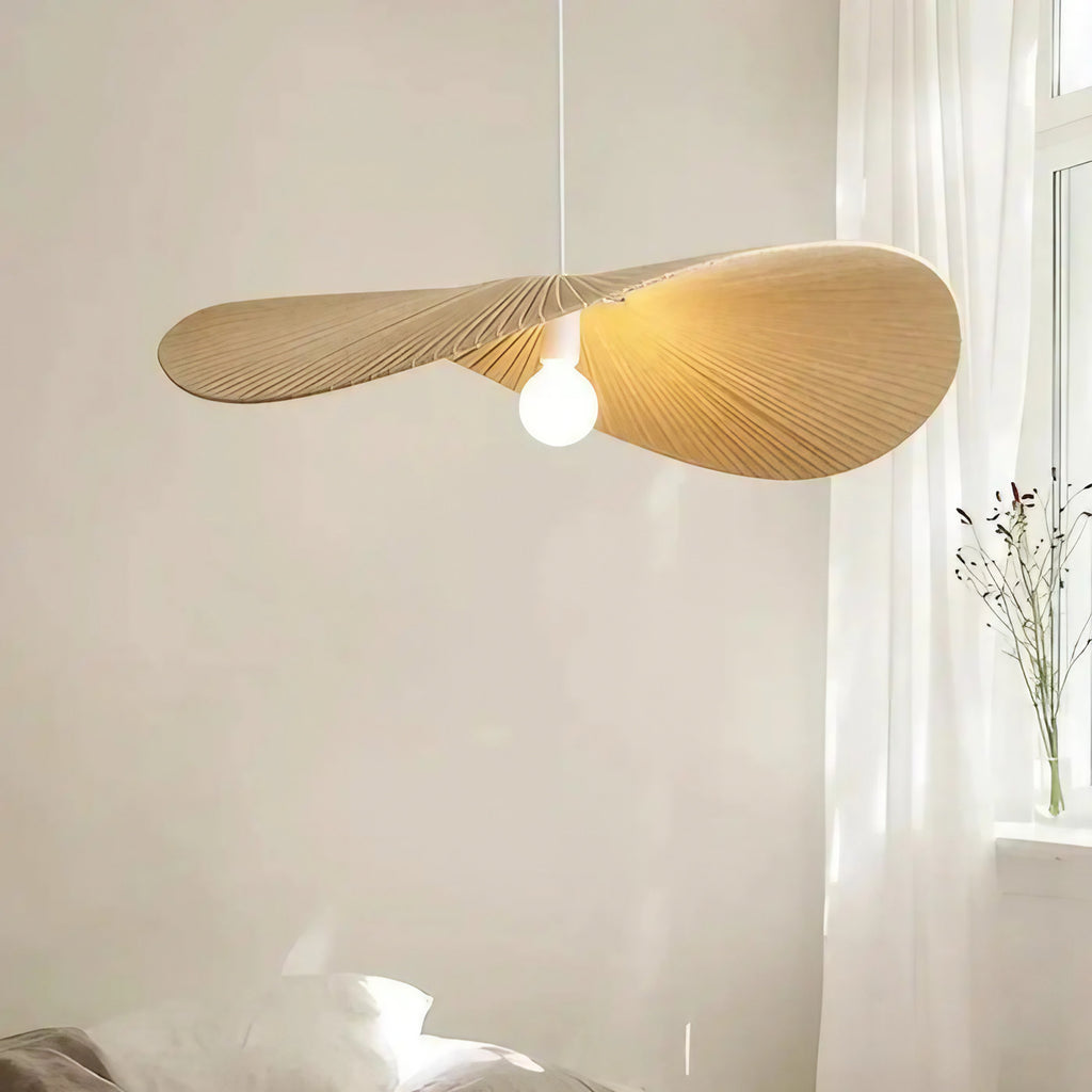 Suspension ondulée japandi en bois clair, trois tailles