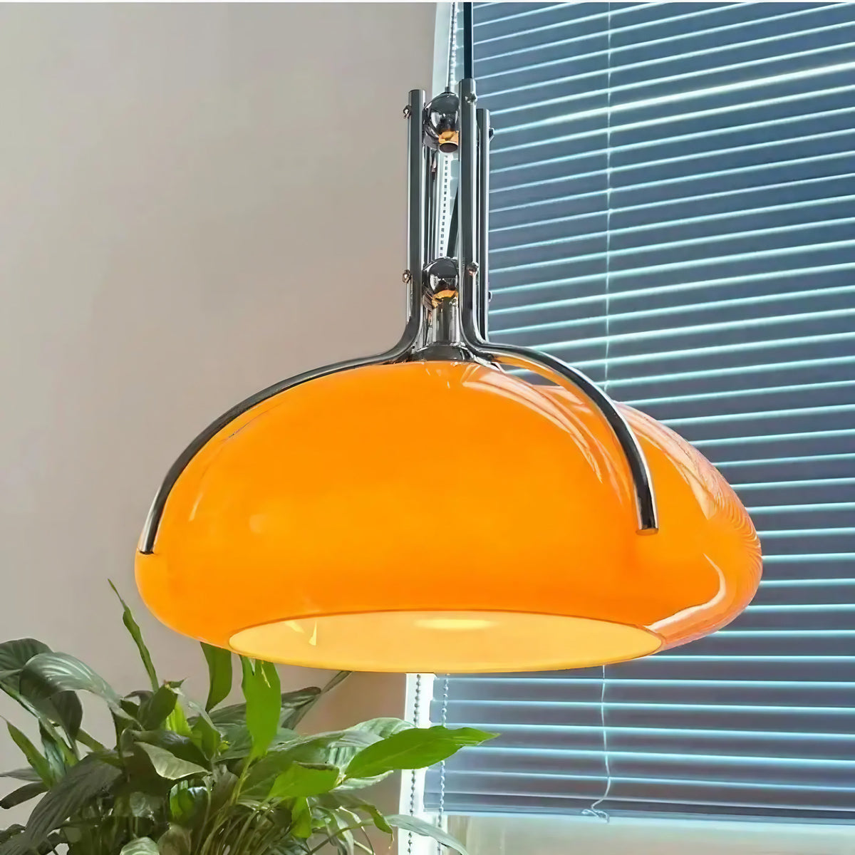 Suspension orange au style industriel, blanc chaud ou froid