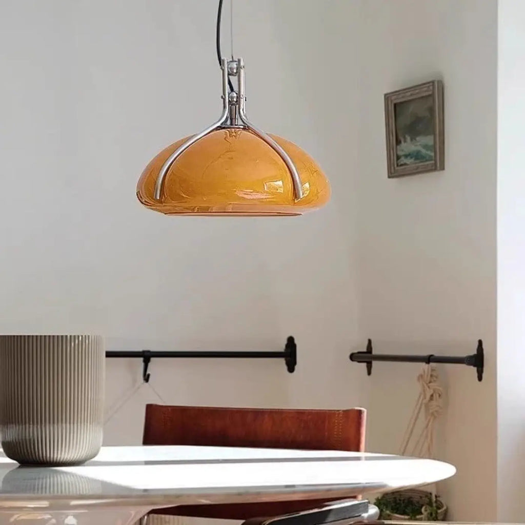 Suspension orange au style industriel, blanc chaud ou froid