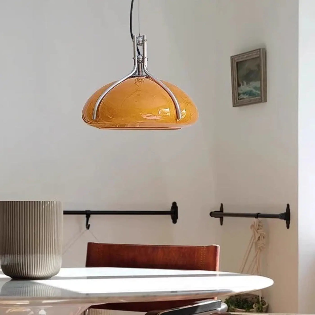 Suspension orange au style industriel, blanc chaud ou froid
