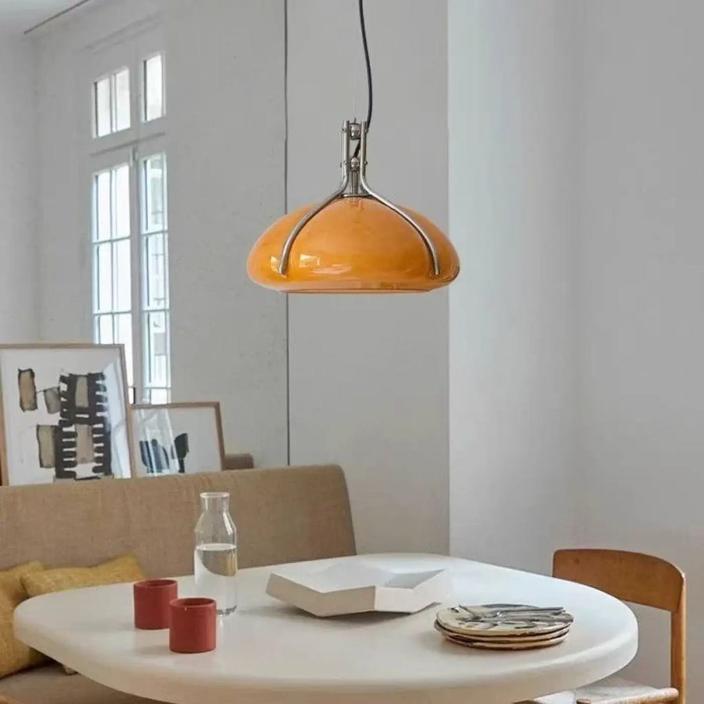 Suspension orange au style industriel, blanc chaud ou froid