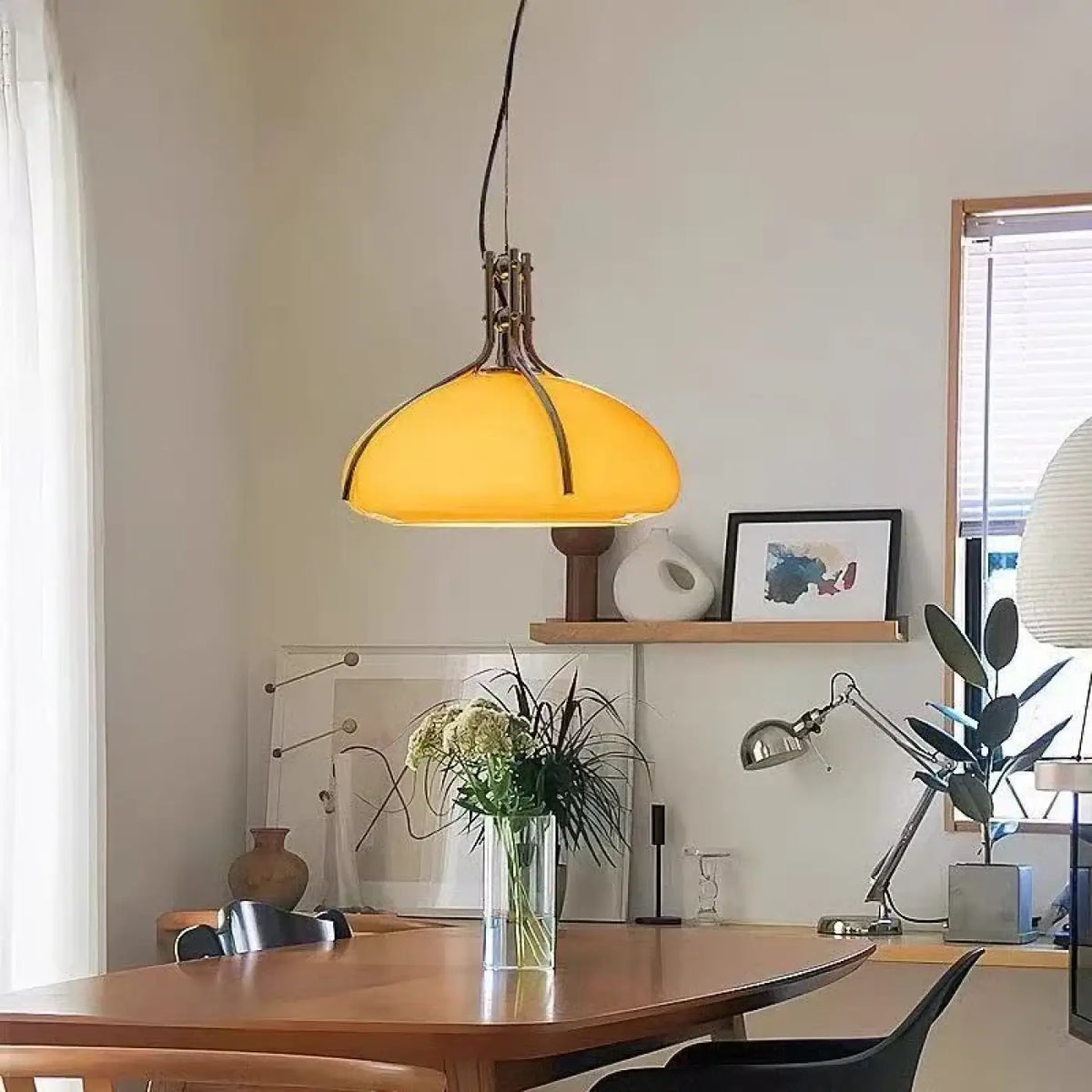 Suspension orange au style industriel, blanc chaud ou froid