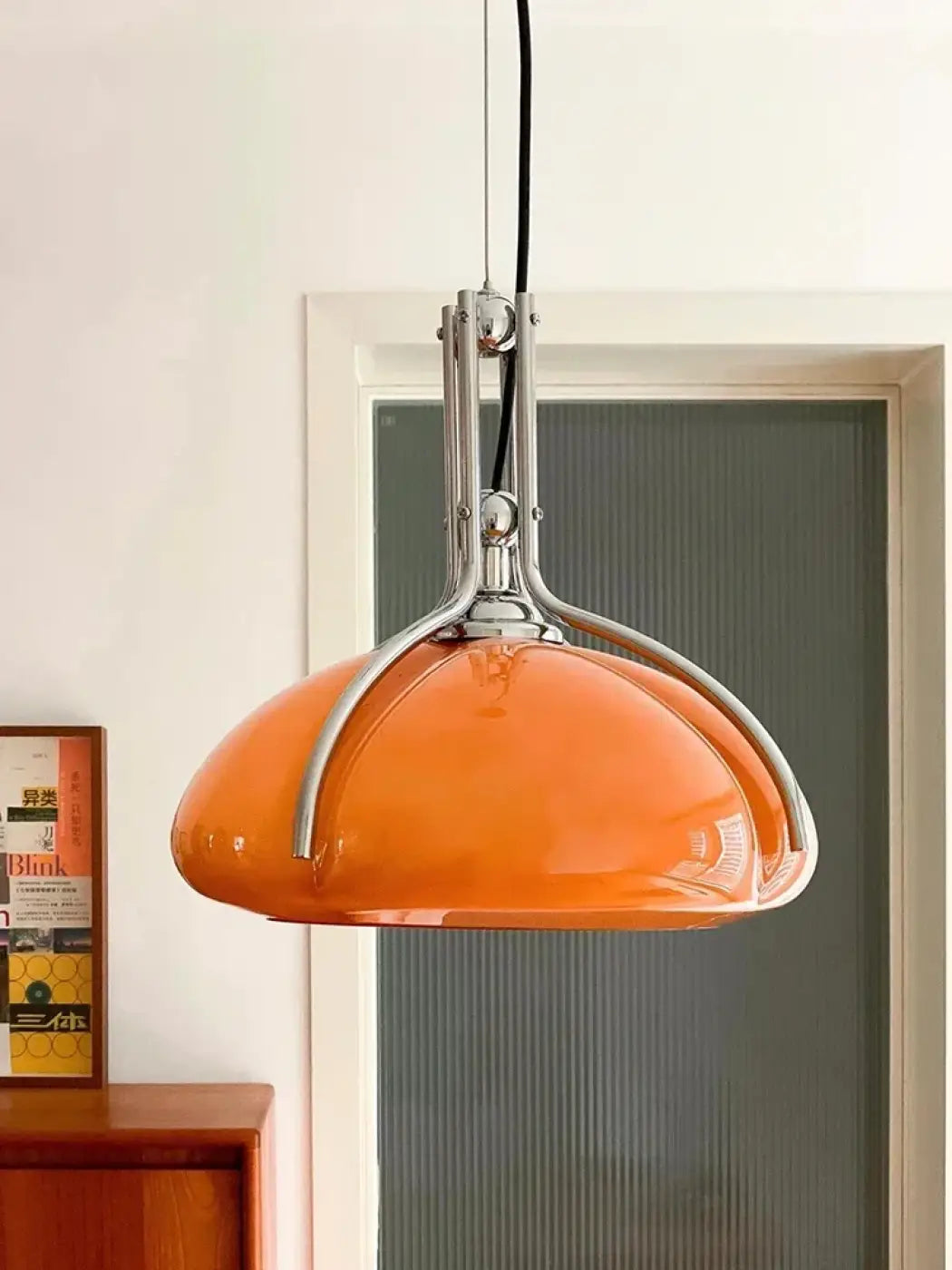 Suspension orange au style industriel, blanc chaud ou froid