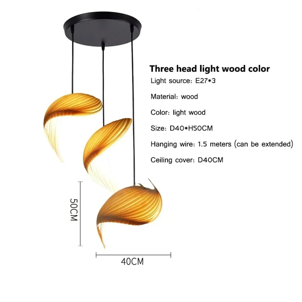 Suspension en bois sculptural organique, blanc ou marron