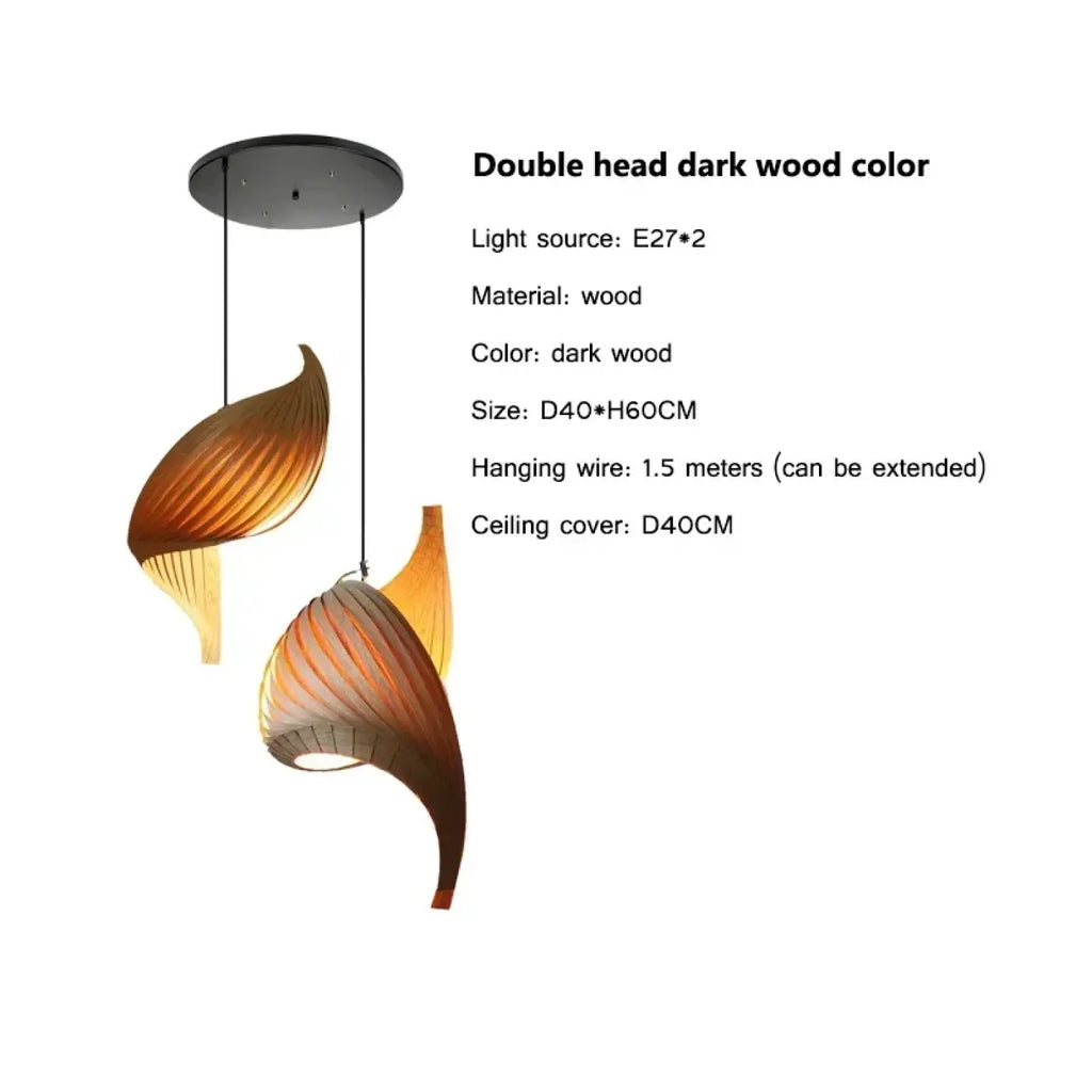 Suspension en bois sculptural organique, blanc ou marron