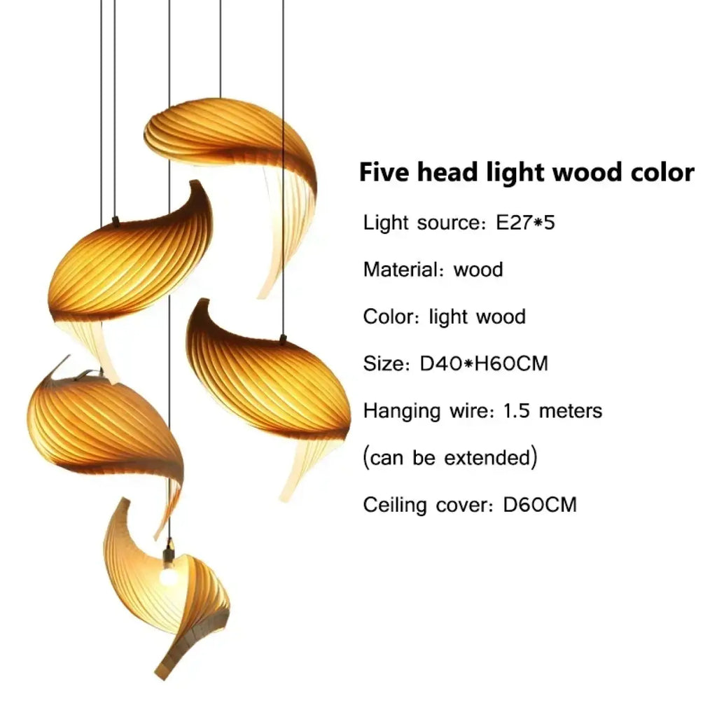 Suspension en bois sculptural organique, blanc ou marron