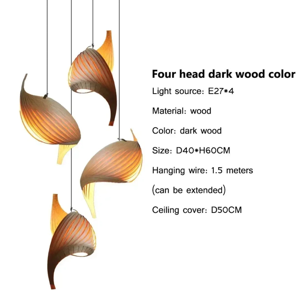 Suspension en bois sculptural organique, blanc ou marron