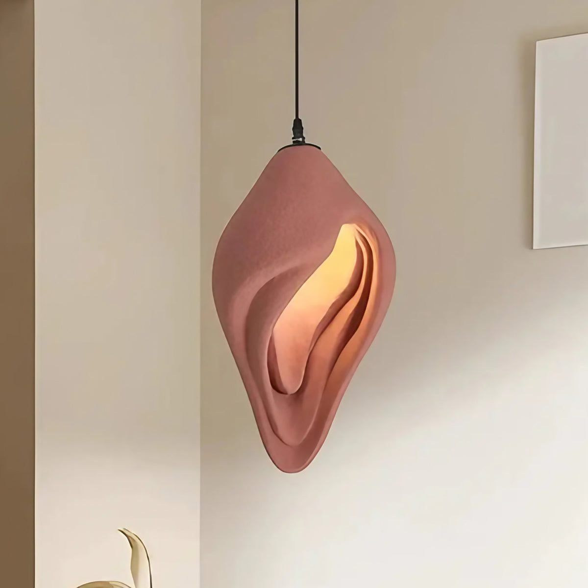 Suspension cocon rouge ocre, lumière chaude, froide ou réglable