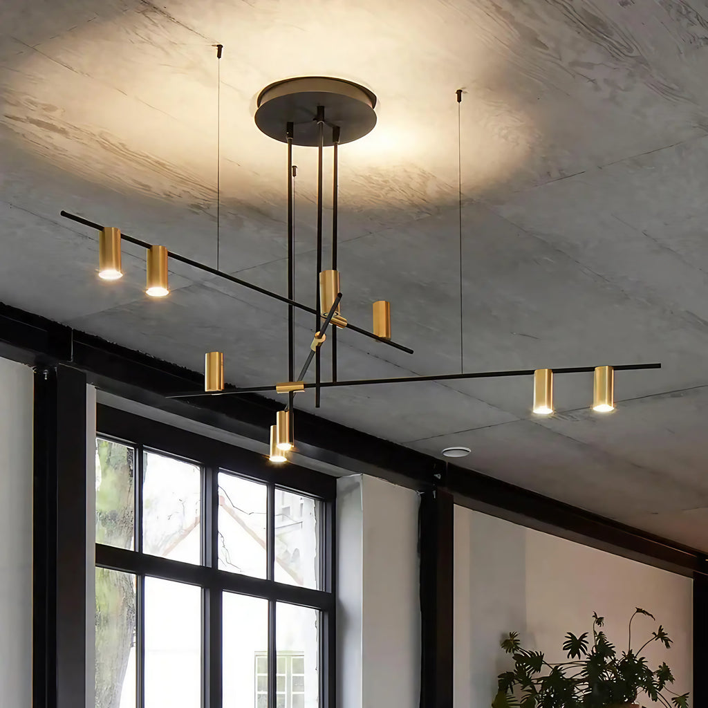 Suspension LED à neuf spots pour le salon