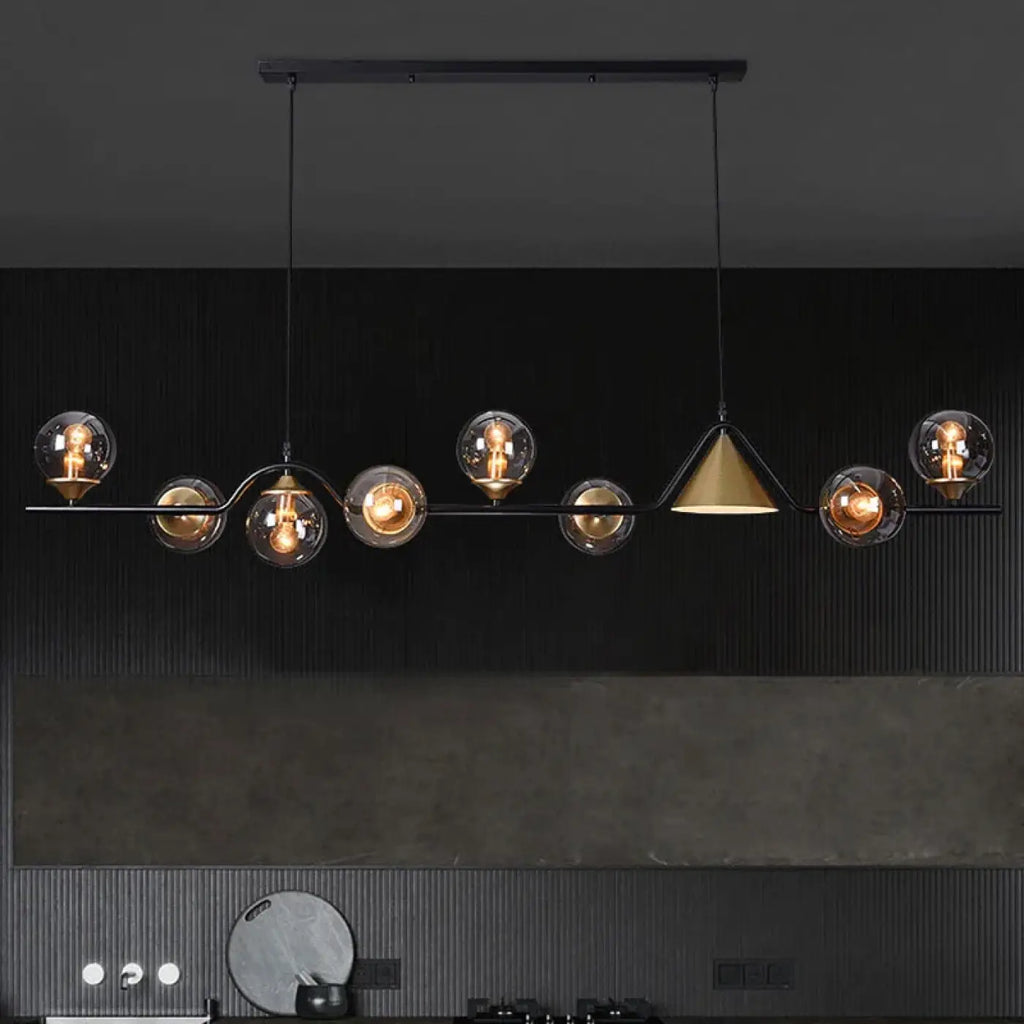 Suspension à boules en verre fumé, doré, blanc ou gris