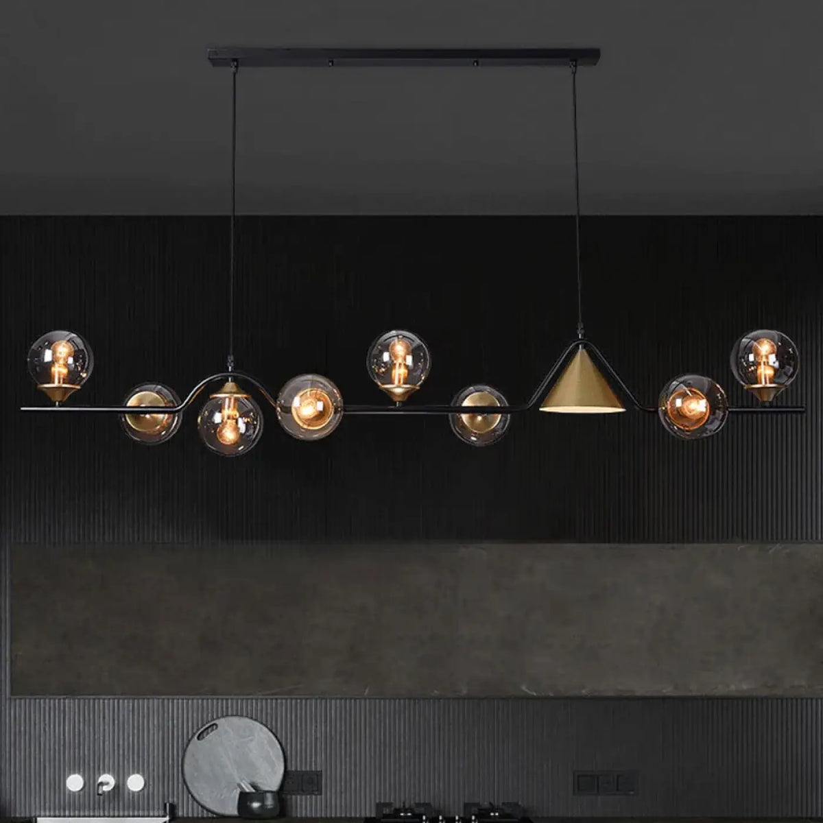 Suspension à boules en verre fumé, doré, blanc ou gris