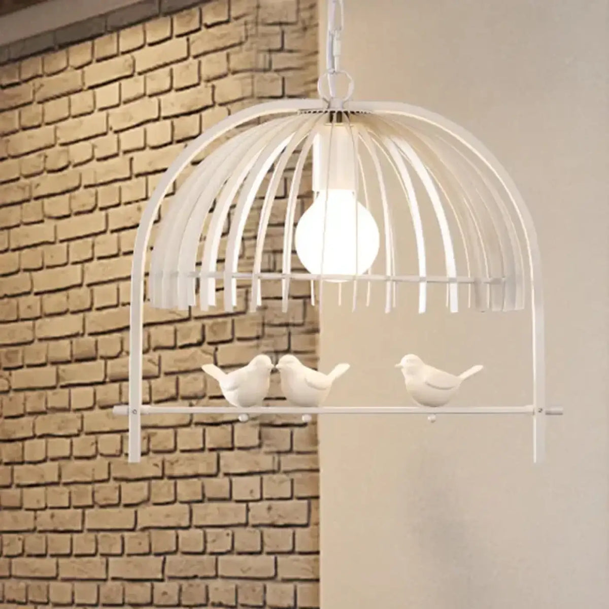 Suspension originale en forme de cage à oiseaux, noir ou blanc, blanc