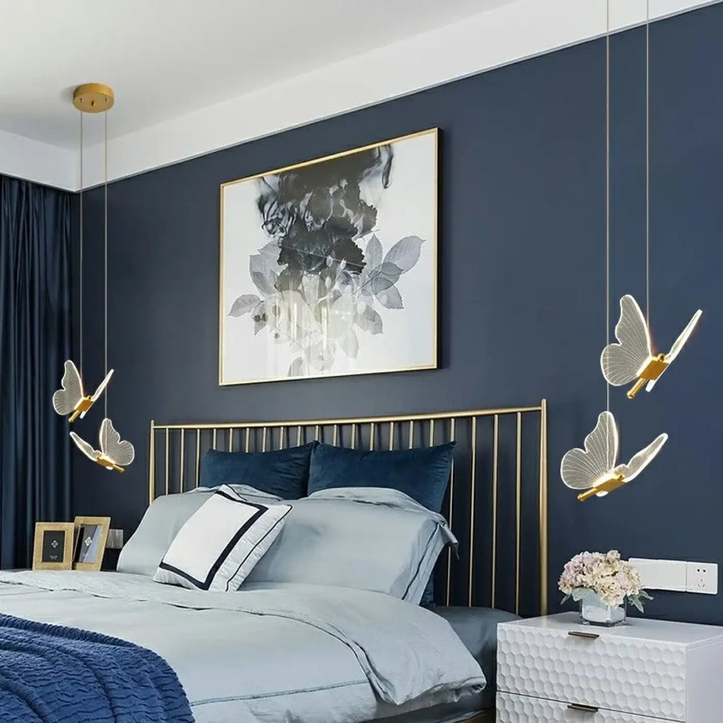 Suspension LED papillon pour chambre, simple ou double