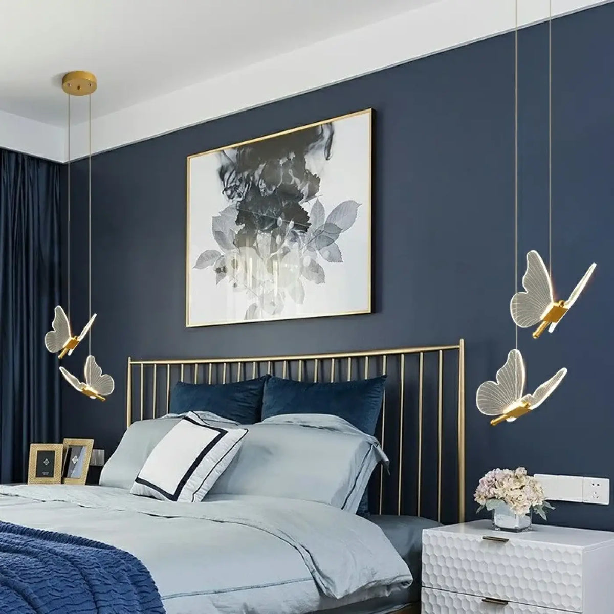 Suspension LED papillon pour chambre, simple ou double