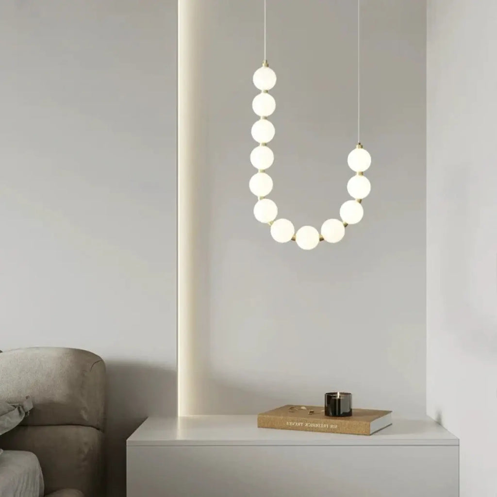 Suspension en perles blanches, tailles S et M, blanc chaud ou froid