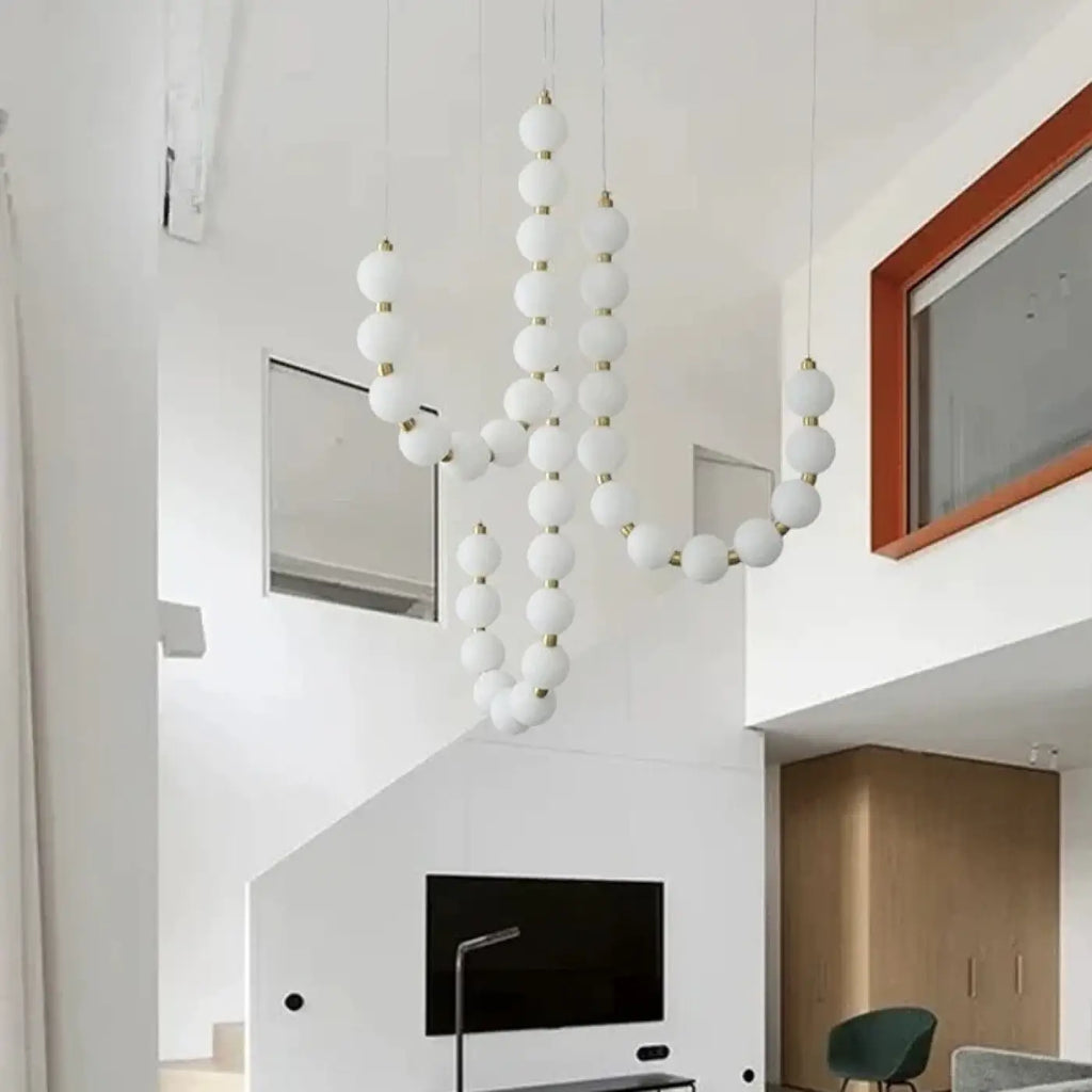 Suspension en perles blanches, tailles S et M, blanc chaud ou froid