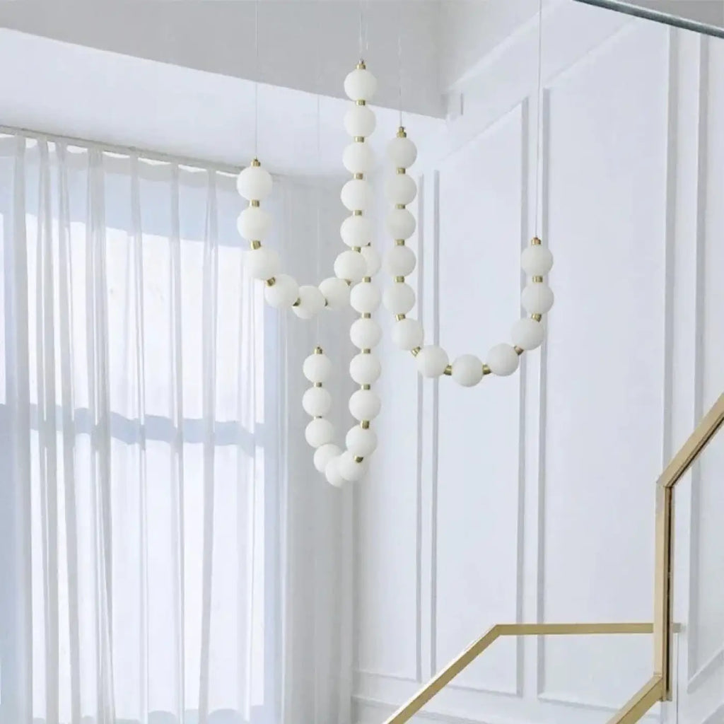 Suspension en perles blanches, tailles S et M, blanc chaud ou froid