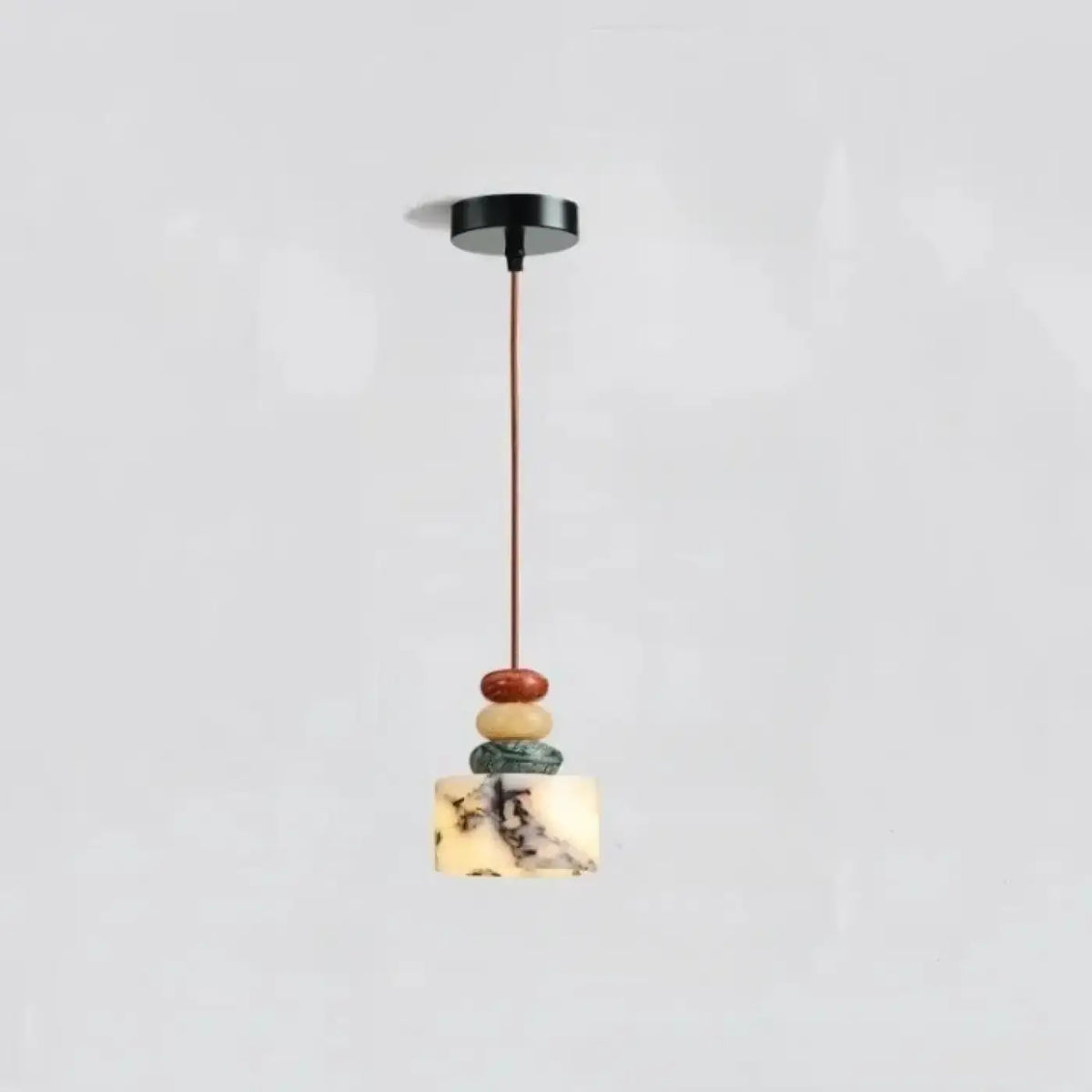 Suspension en pierre marbrée et perles, noir ou marron, six modèles, noir