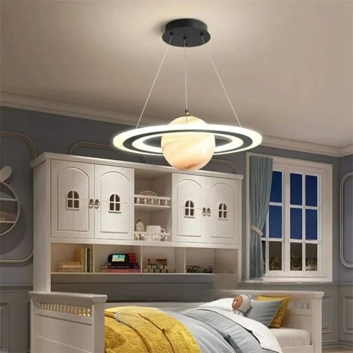 Suspension planète Saturne, orange, blanc ou bleu