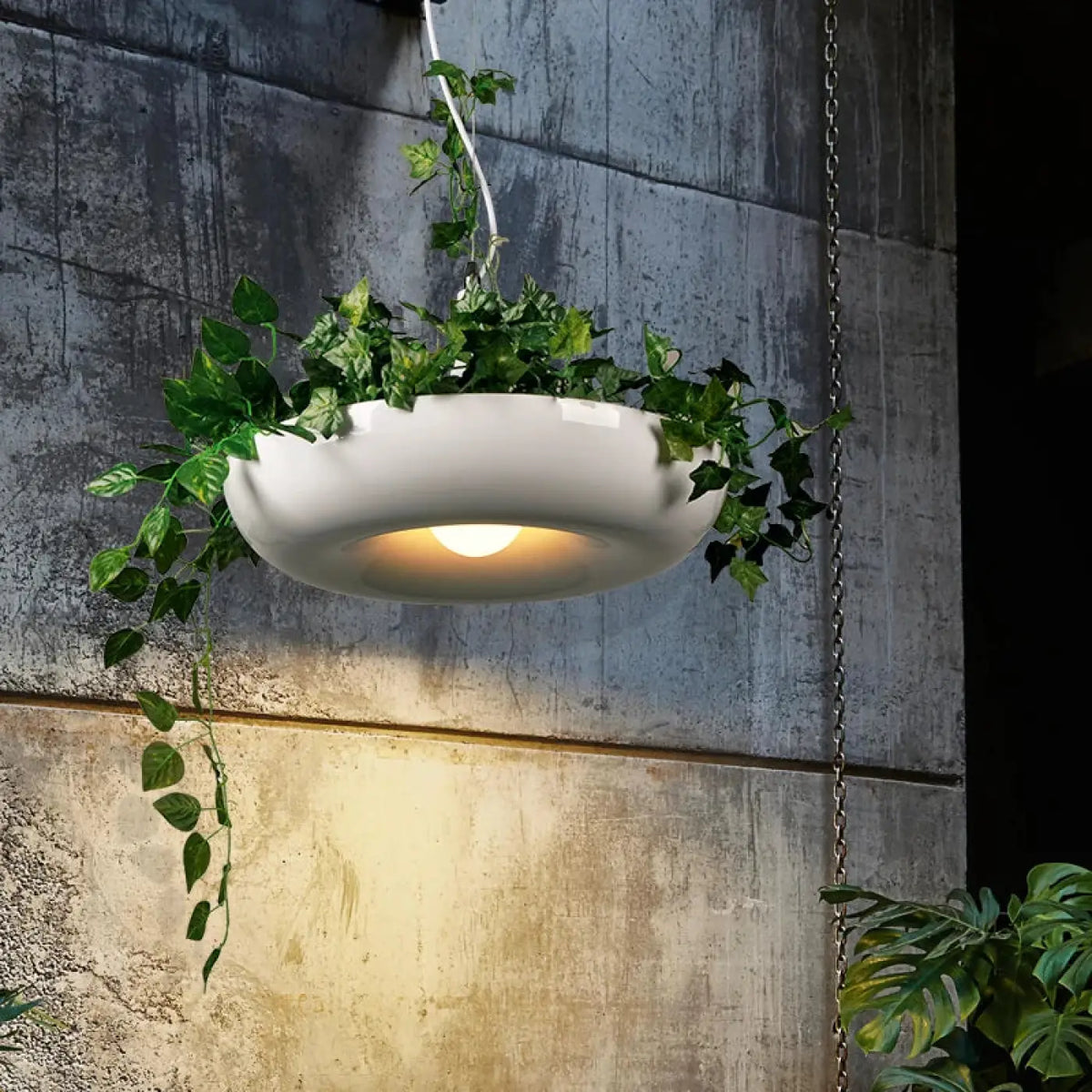 Suspension lumineuse pour plantes retombantes, trois coloris, blanc