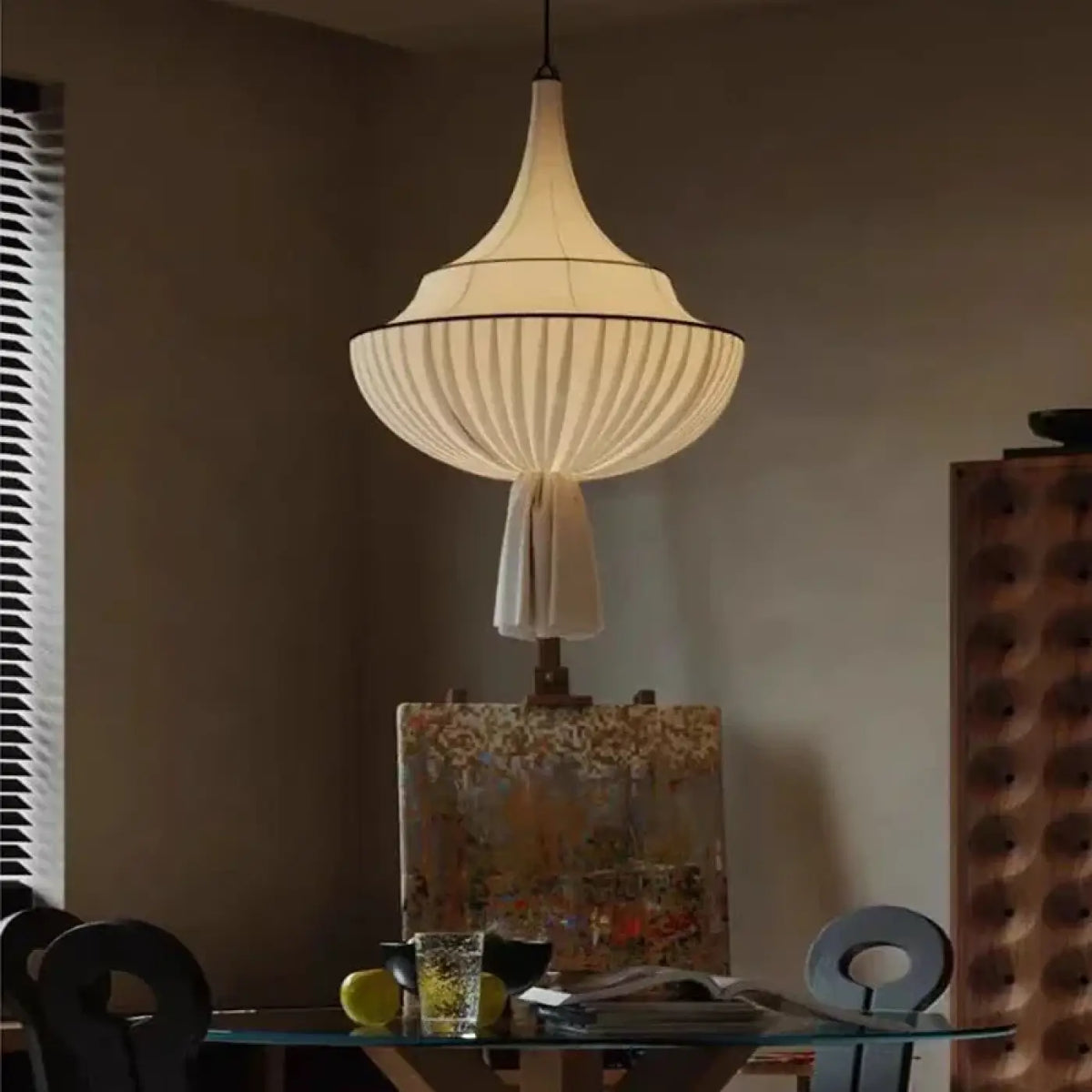 Suspension lanterne plissée, tailles S ou M