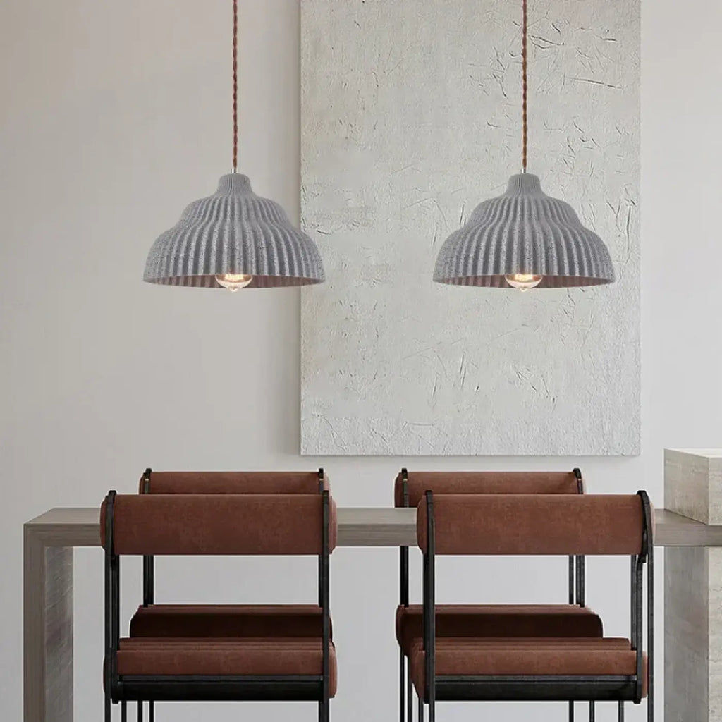 Suspension plissée terracotta ou grise, gris