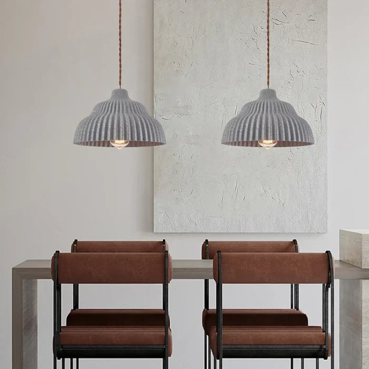 Suspension plissée terracotta ou grise, gris