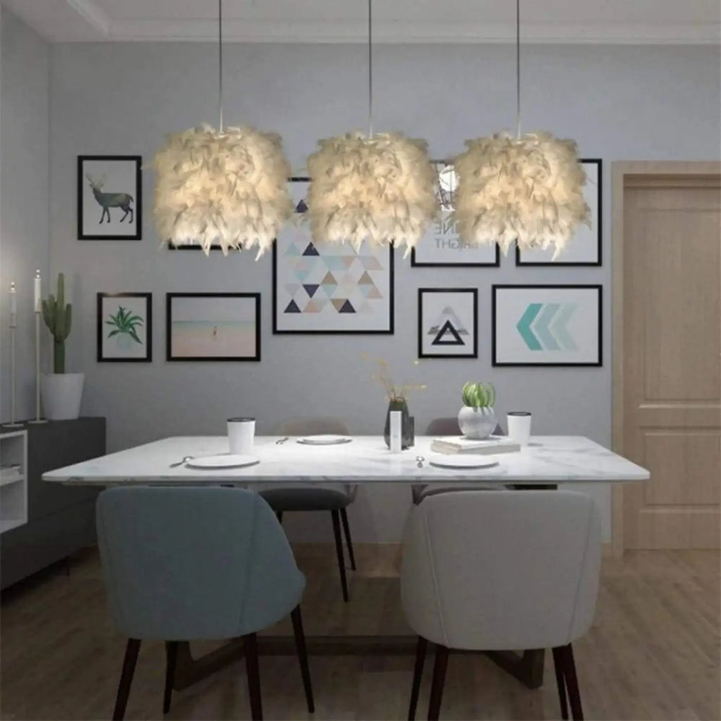 Suspension à abat-jour en plumes, tailles S, M et L