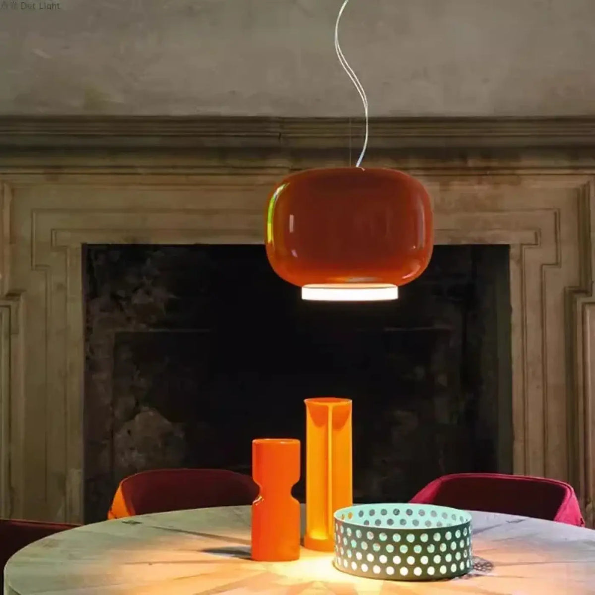 Suspension orange post-moderne pour salle à manger