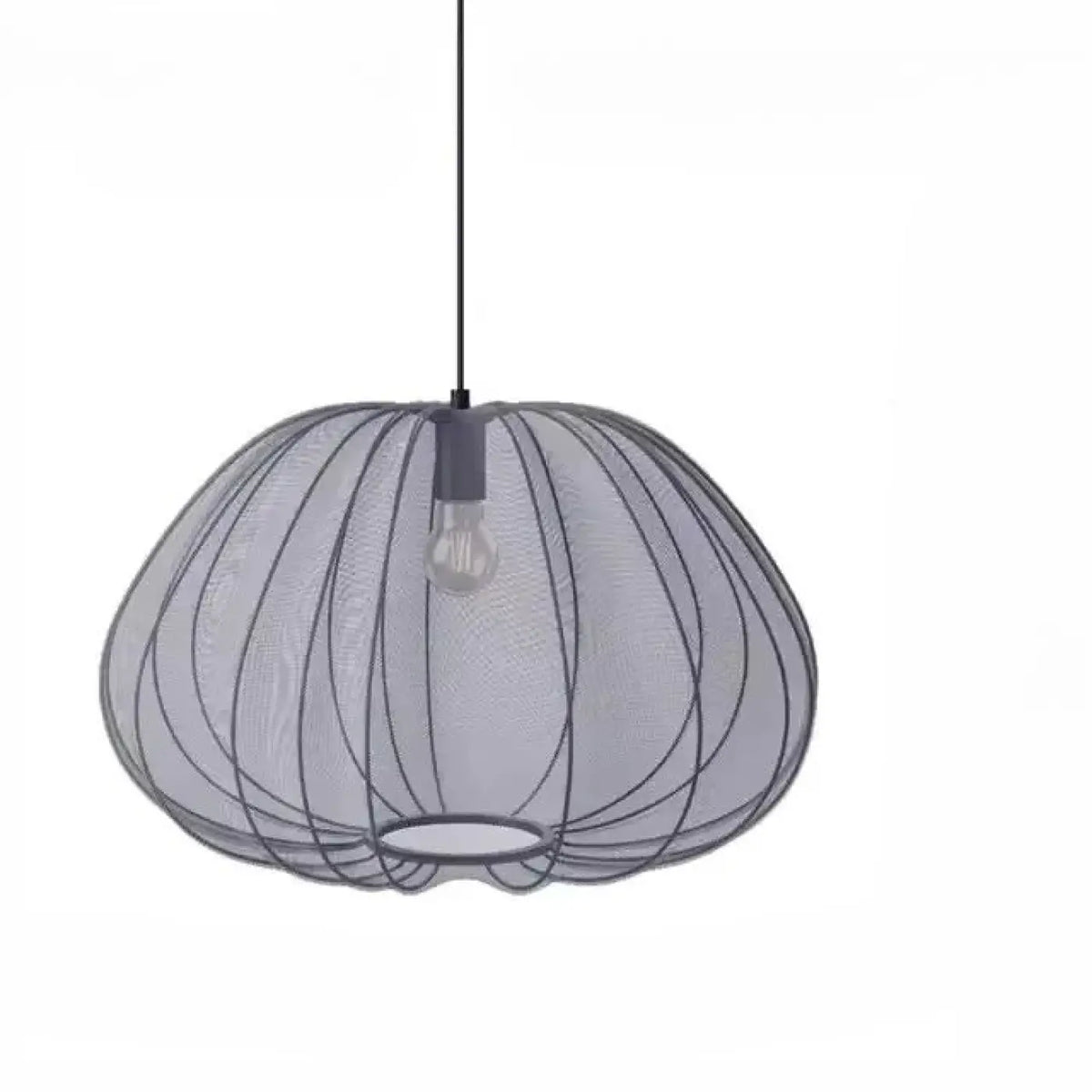 Suspension en verre soufflé aux courbes délicates, blanc ou gris, gris