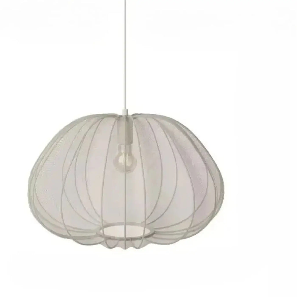 Suspension en verre soufflé aux courbes délicates, blanc ou gris, blanc
