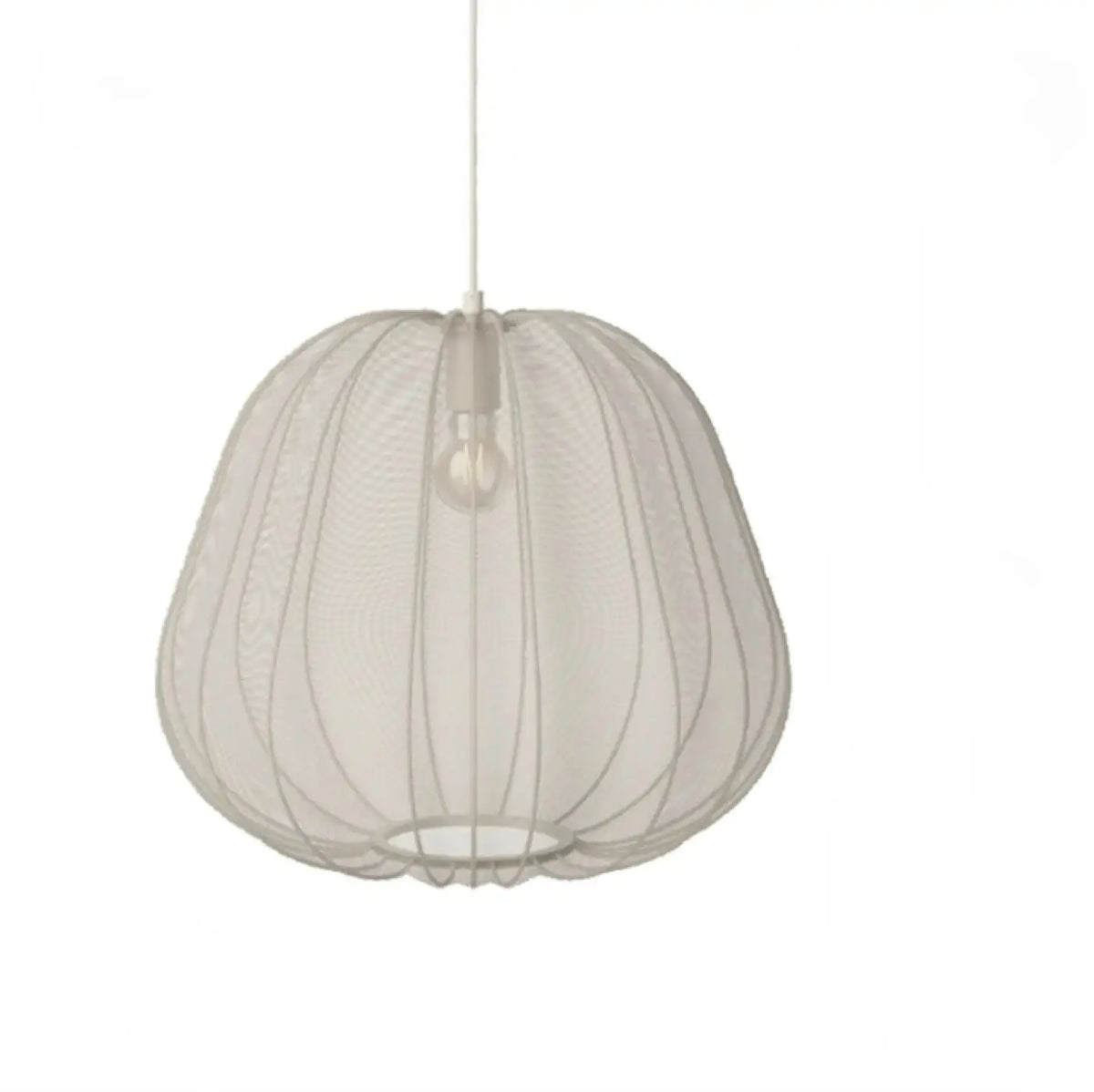 Suspension en verre soufflé aux courbes délicates, blanc ou gris, blanc