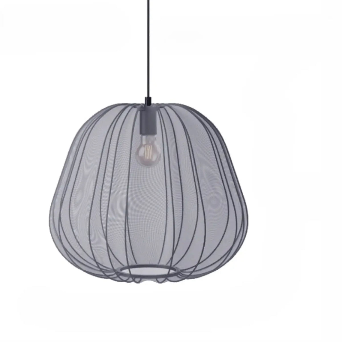 Suspension en verre soufflé aux courbes délicates, blanc ou gris, gris