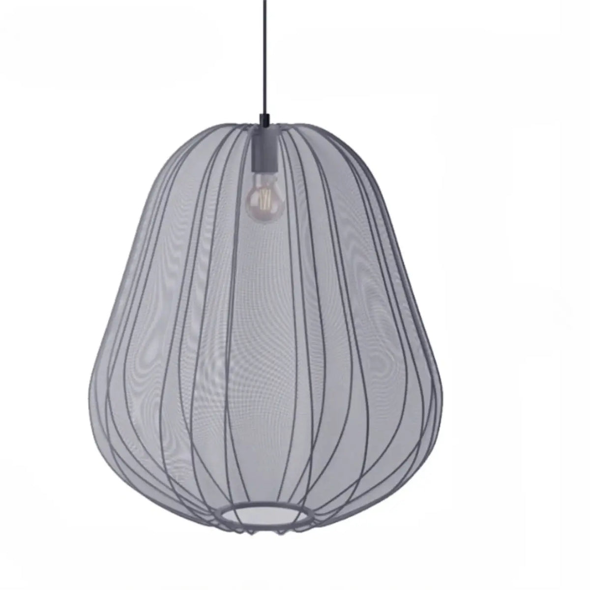 Suspension en verre soufflé aux courbes délicates, blanc ou gris, gris