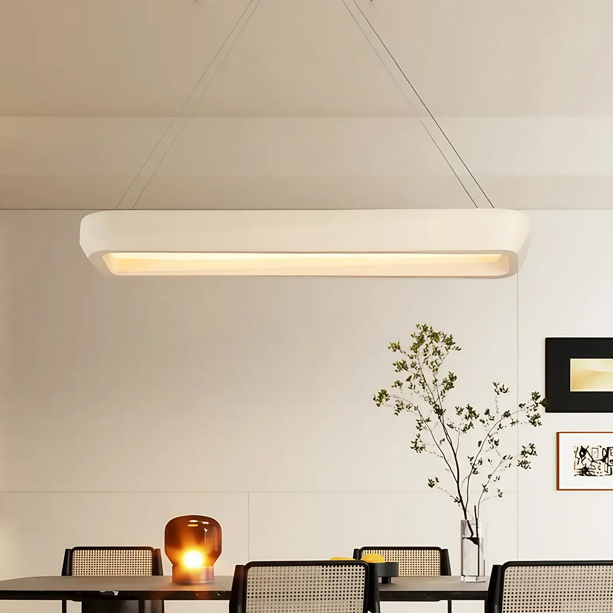 Suspension rectangulaire minimaliste pour table à manger, 3 coloris, beige