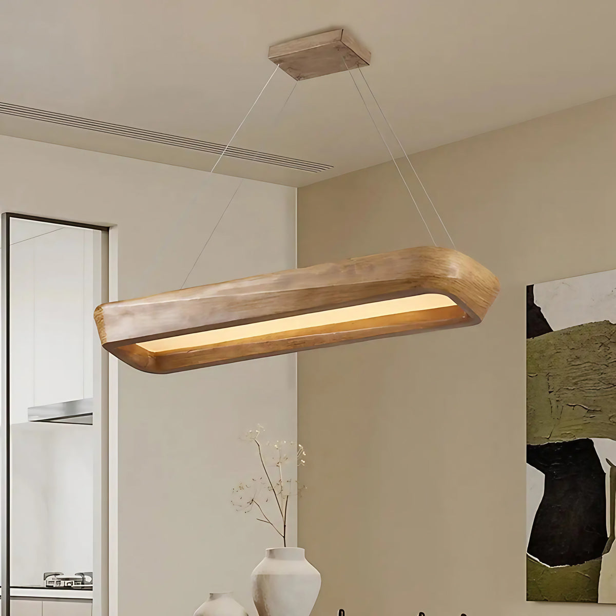 Suspension rectangulaire minimaliste pour table à manger, 3 coloris, marron