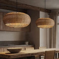 Suspension ronde en rotin naturel, trois tailles et trois teintes