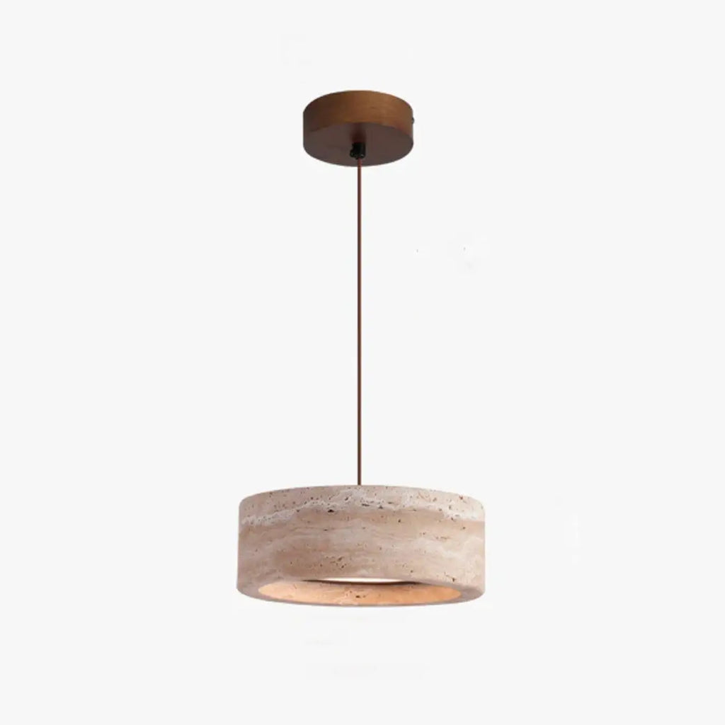 Suspension ronde en travertin, design minéral