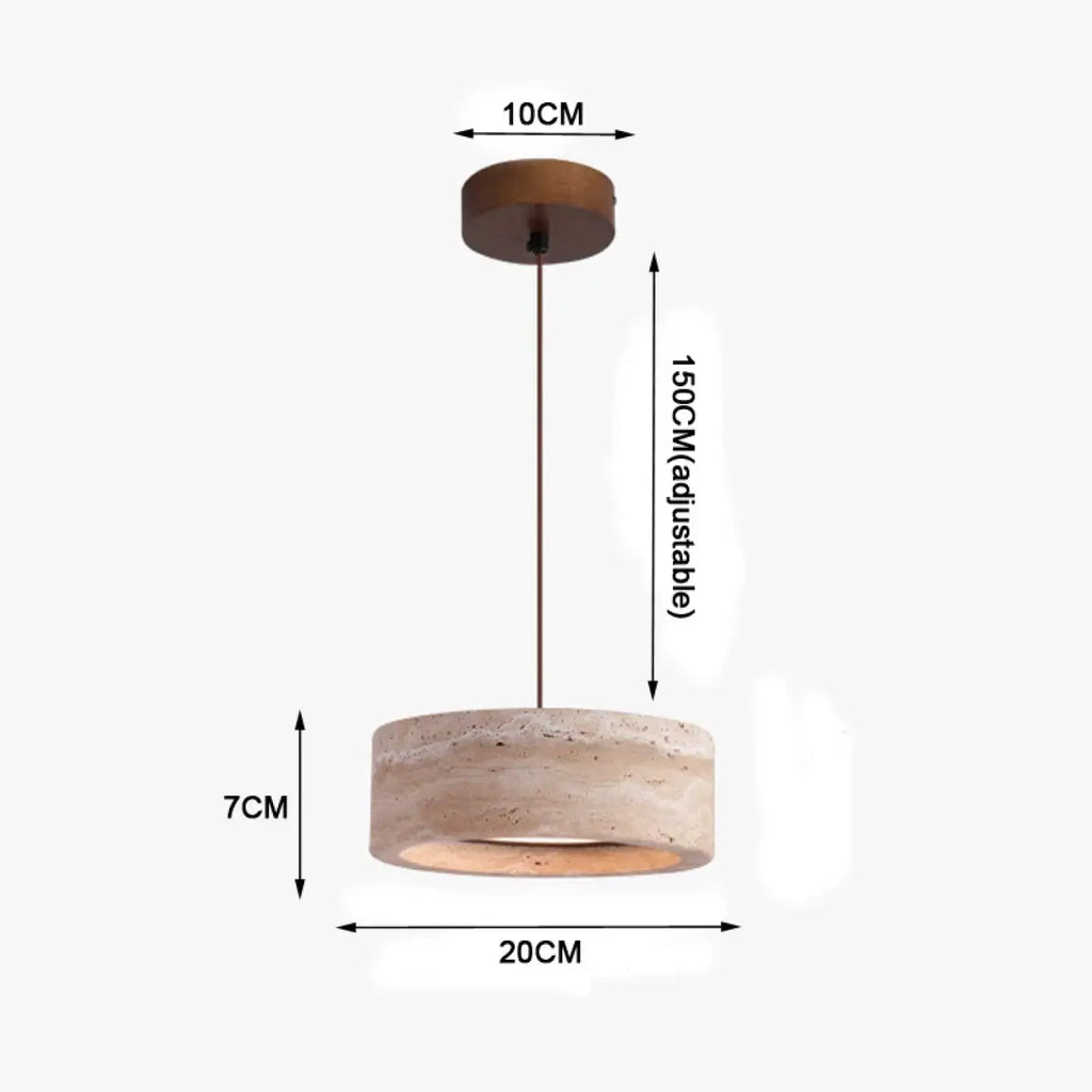 Suspension ronde en travertin, design minéral
