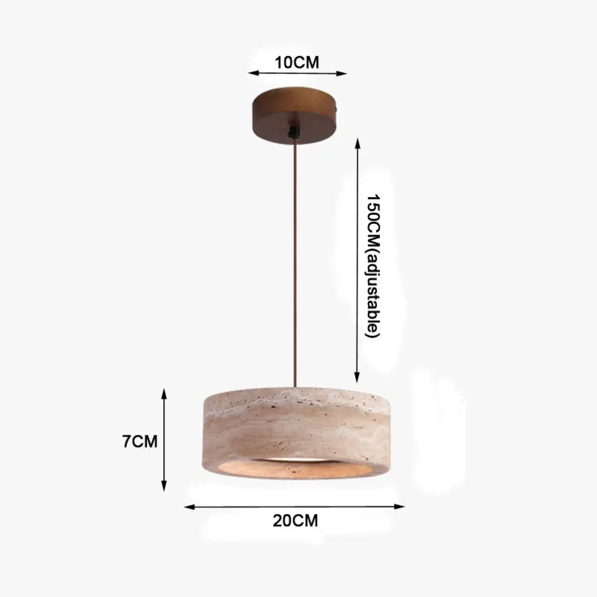 Suspension ronde en travertin, design minéral