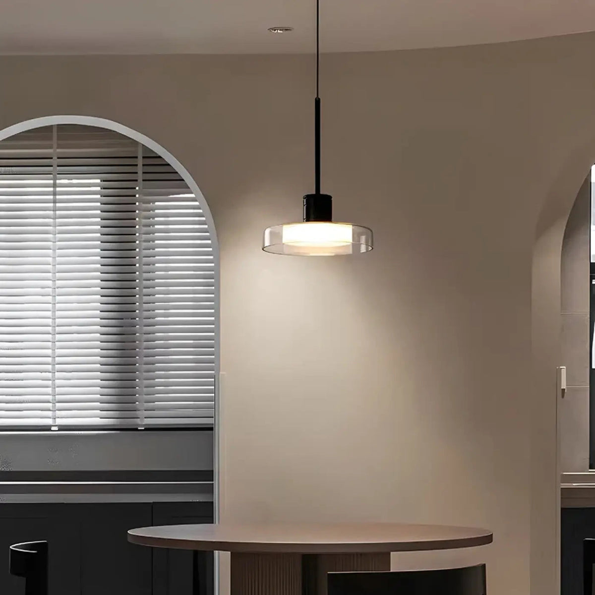 Suspension ronde en verre teinté, cercle de lumière