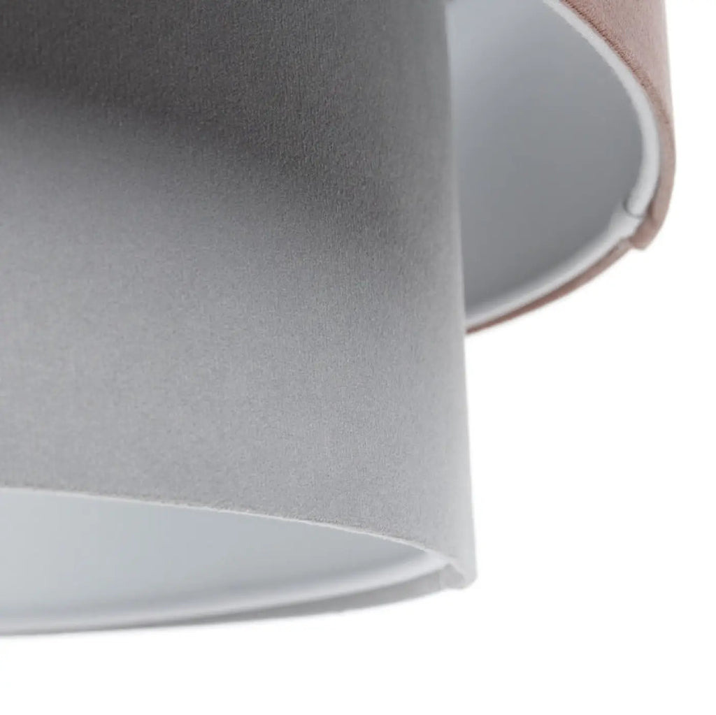 Suspension en tissu rose et gris, abat-jour à plusieurs niveaux